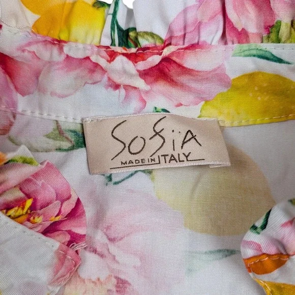 Sofia Made in Italy Adele l Mandarin Collar Blouse Size 6 to 12 Cottagecore - Picture 4 of 7